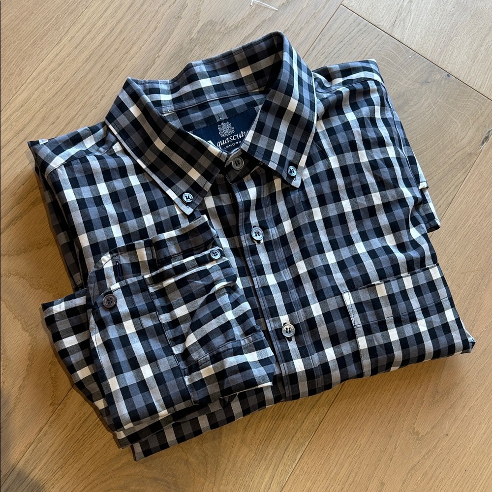 Aquascutum London Black and White Plaid Shirt